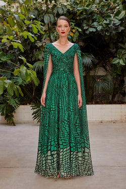 Cosiani Green Printed Gown