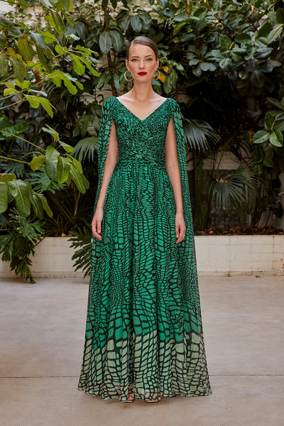 Cosiani Green Printed Gown 40