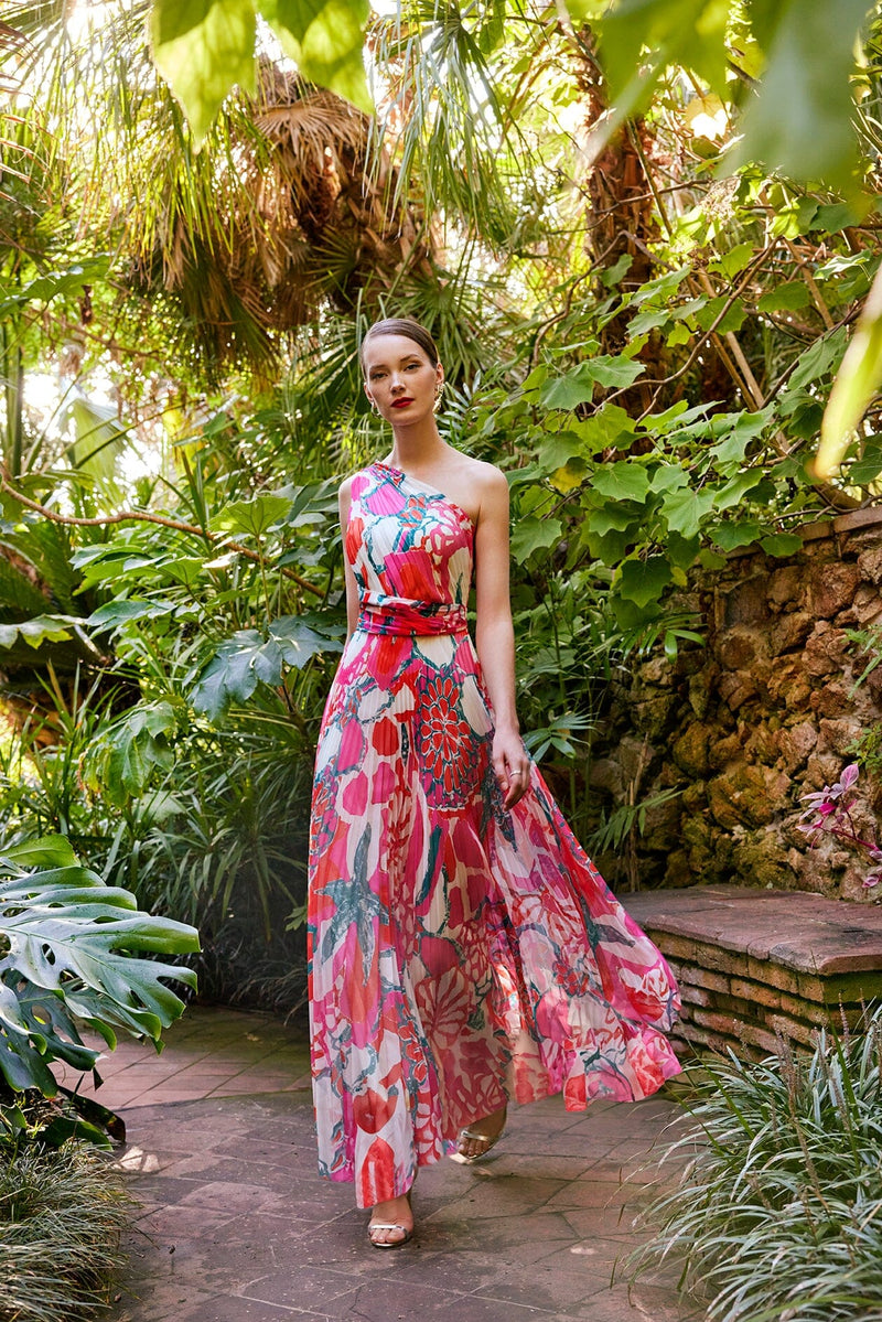 Cosiani Floral Pleated Gown