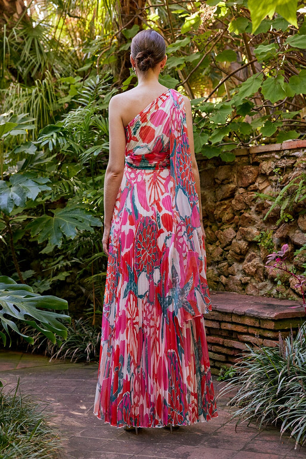 Cosiani Floral Pleated Gown