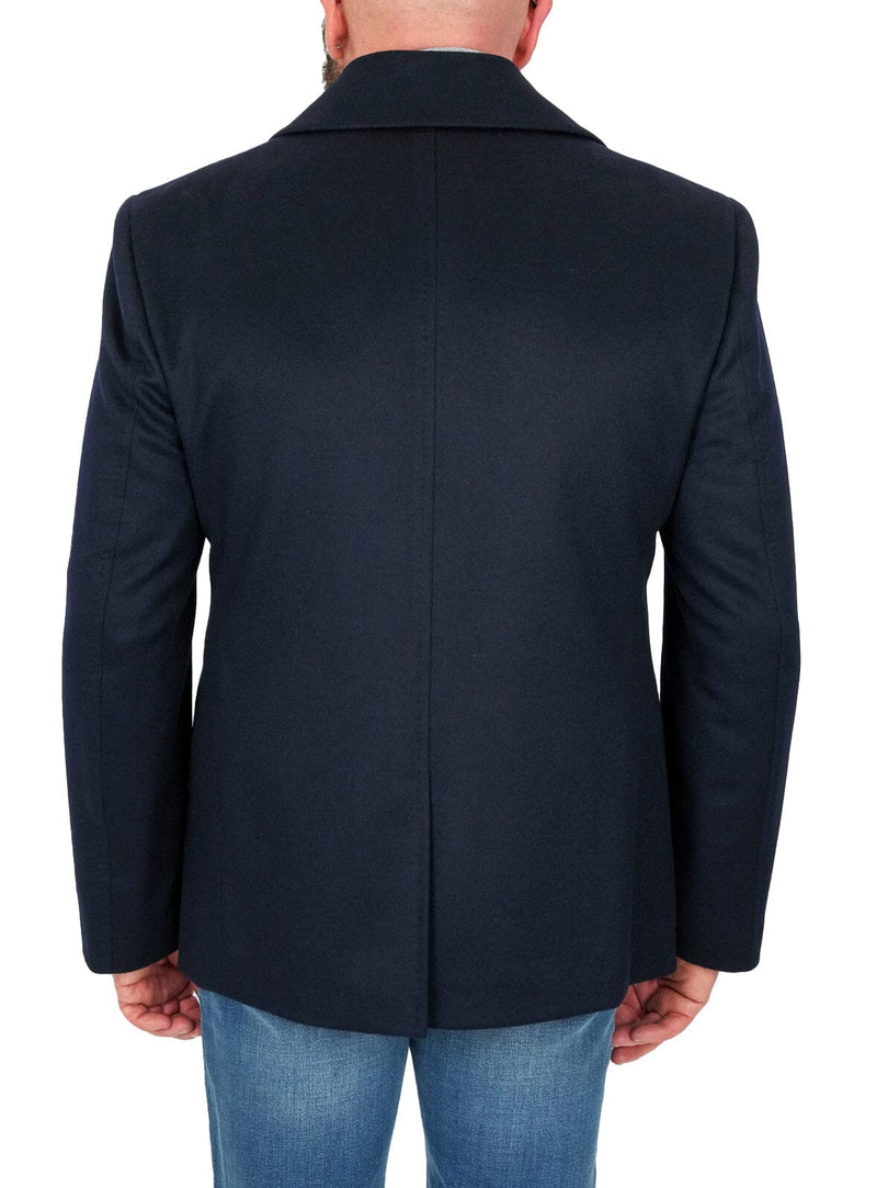 Navy Wool Cashmere Double Breasted Jacket