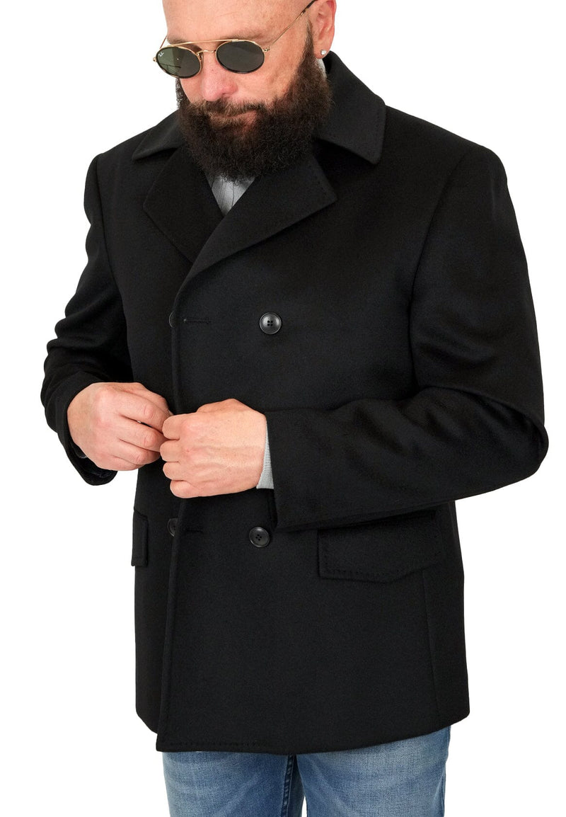 Black Wool Cashmere Double Breasted Jacket