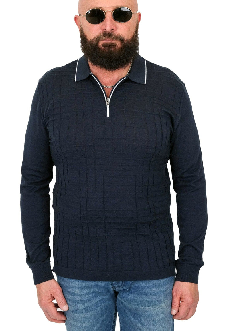 Cosiani Navy Cotton Polo Sweatshirt