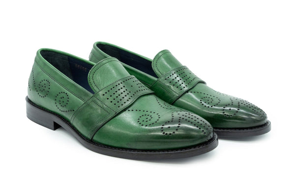 Cosiani Green Patterned Leather Slip On 41 Cosiani Green Patterned Leather Slip On 41