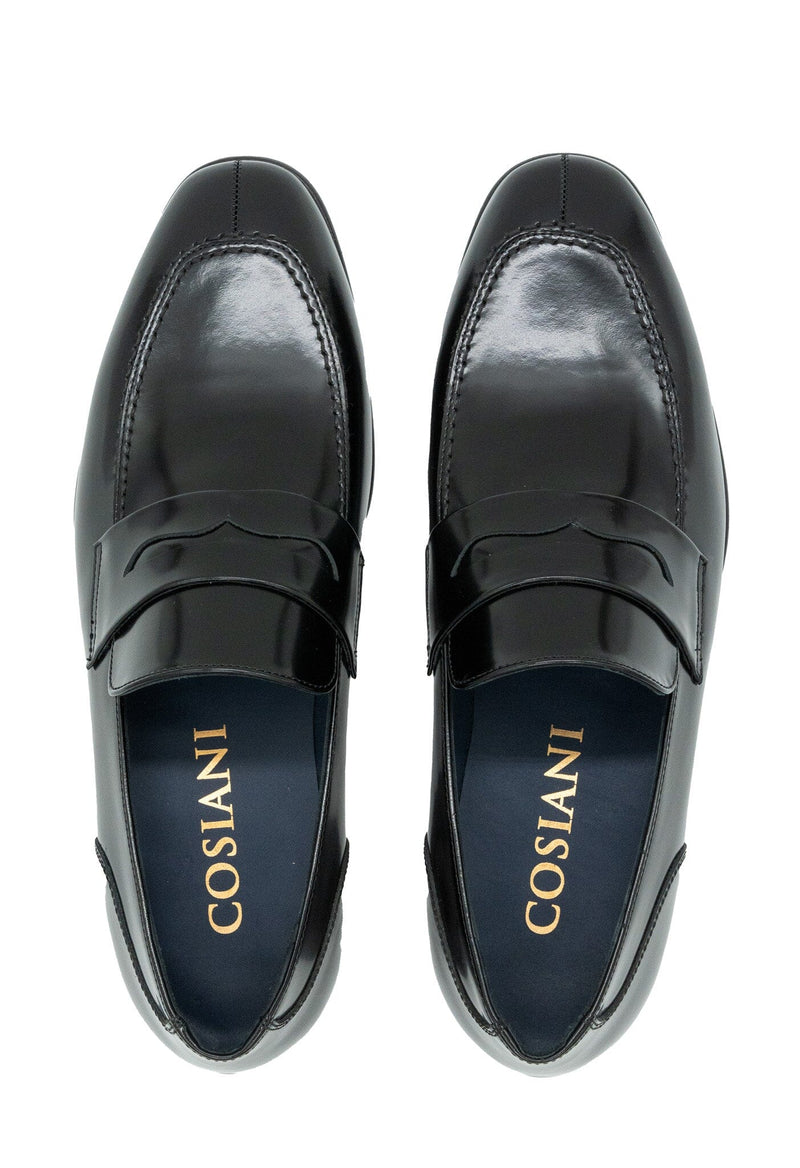 Cosiani Black Slip On Leather Dress Shoes