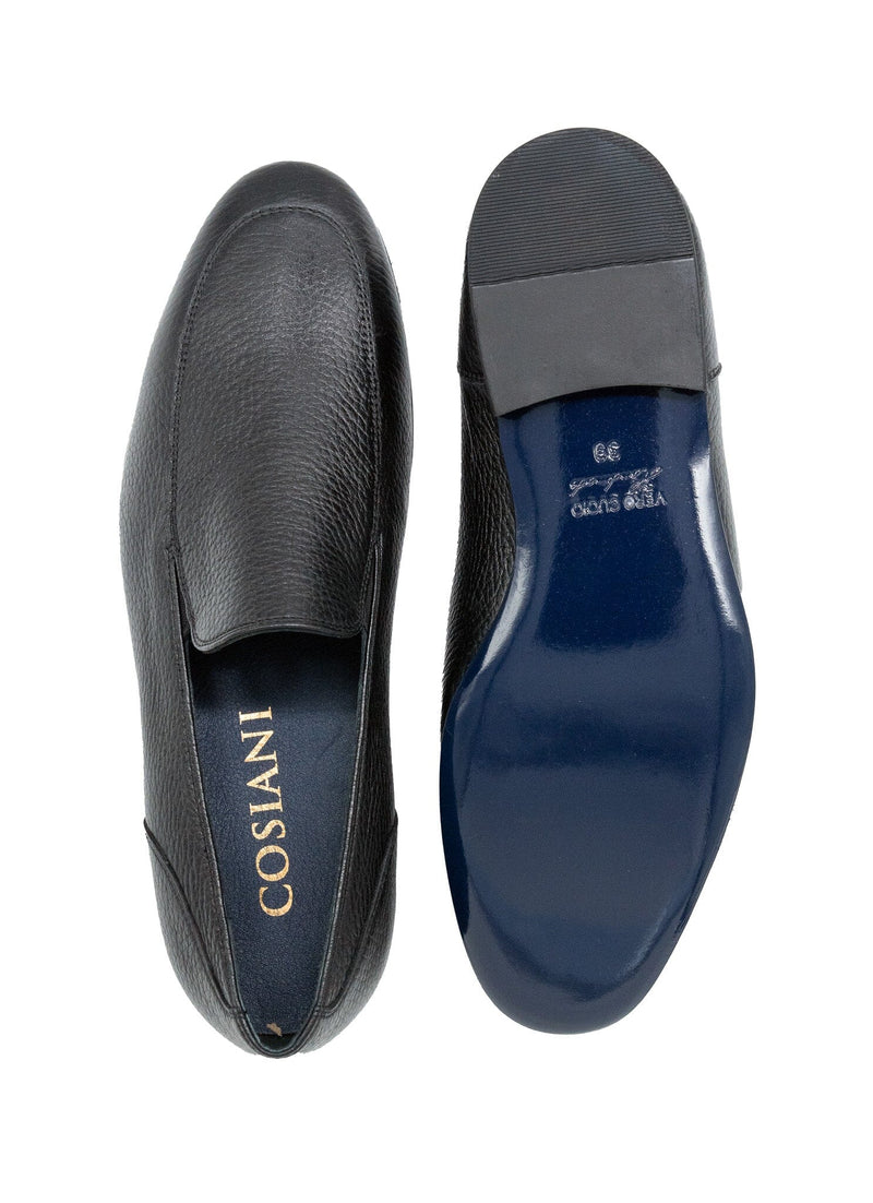 Cosiani BLK Grained Leather Slip On Shoes