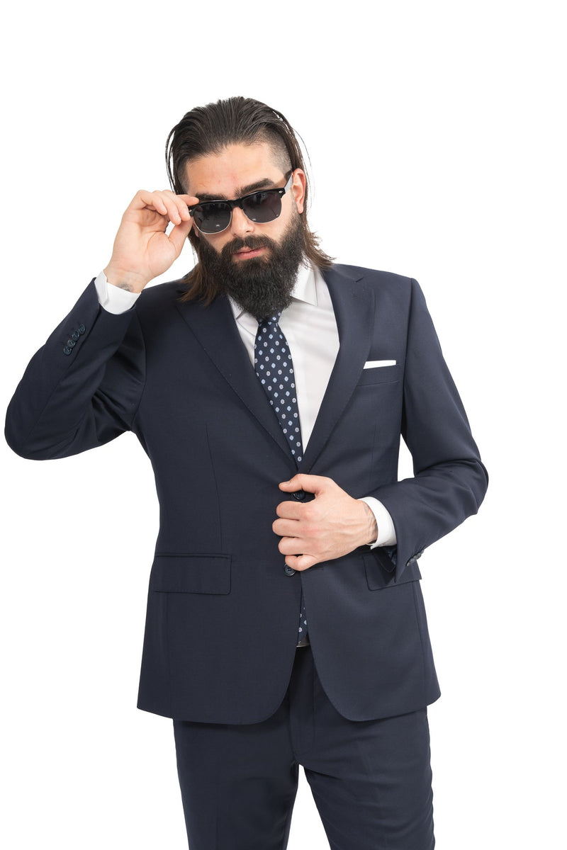 Cosiani Navy Slim Fit Wool Suit