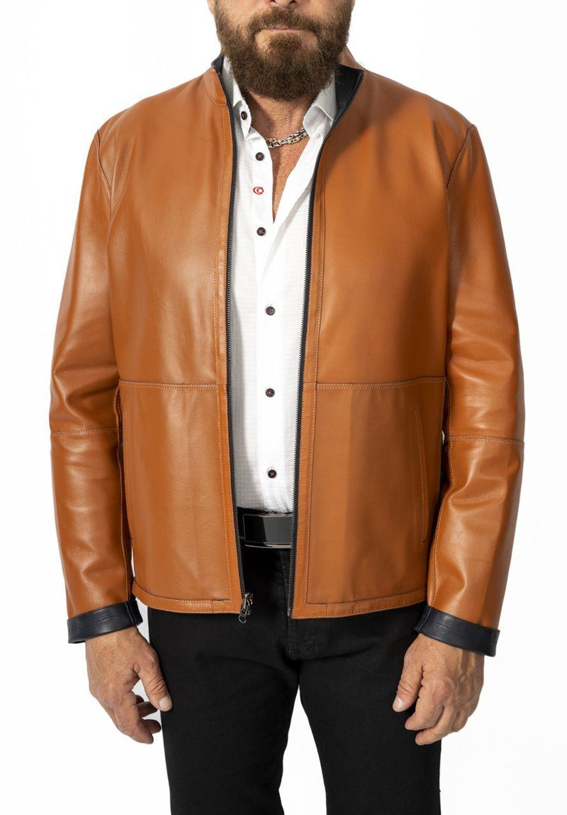 Reversible Navy Leather Men's Jacket