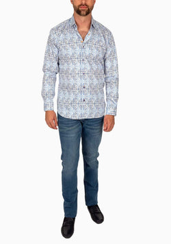 Blue & White Patterned Shirt
