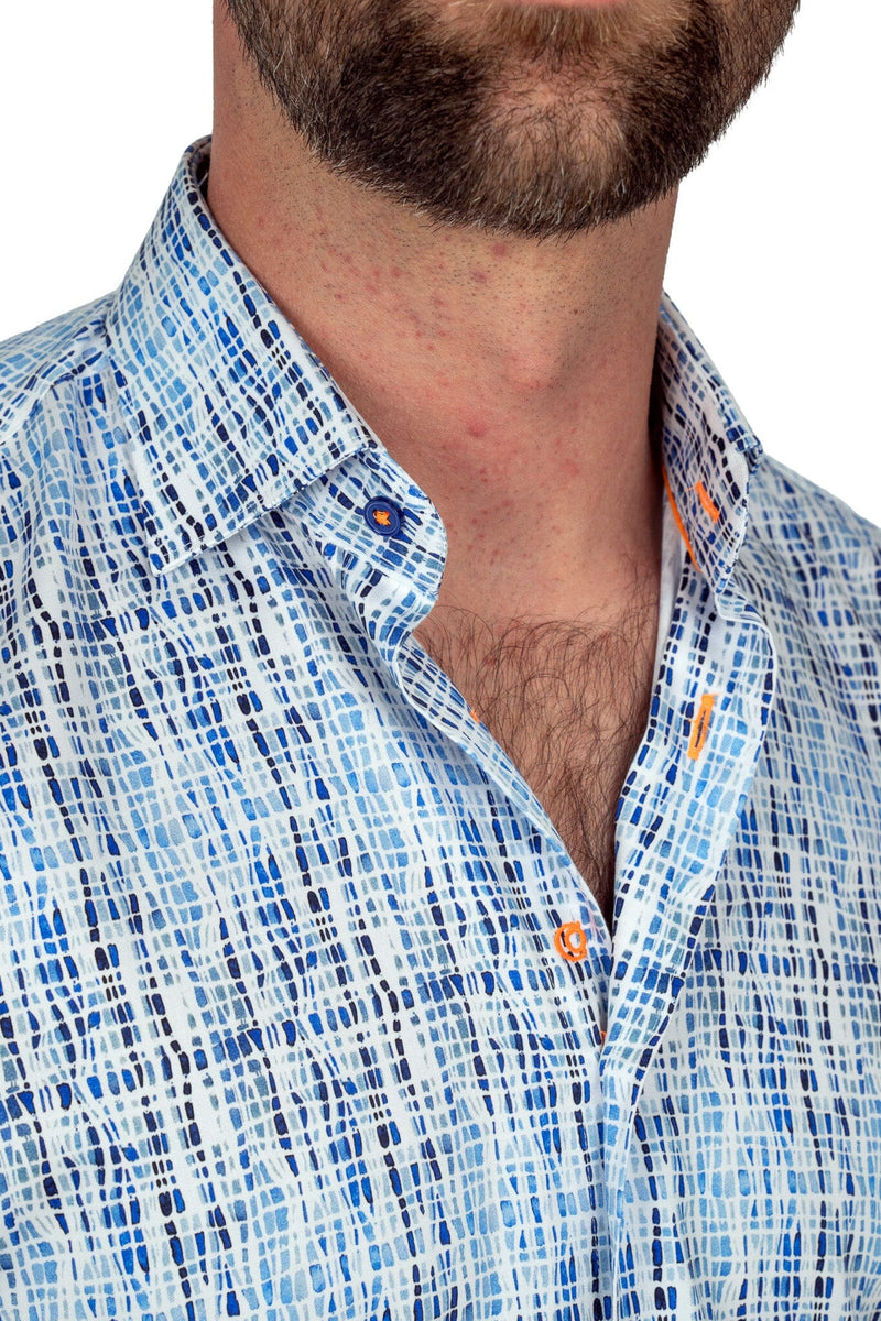 Blue & White Patterned Shirt