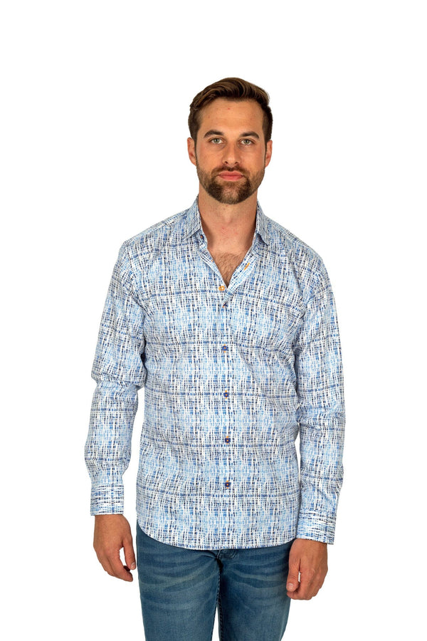 Blue & White Patterned Shirt