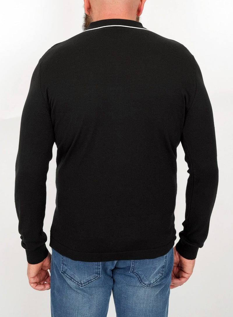 Cosiani Black Cotton Polo Sweatshirt