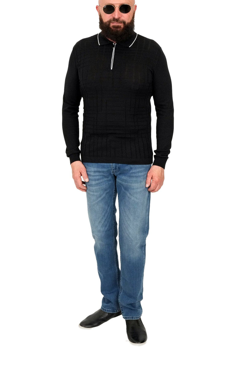 Cosiani Black Cotton Polo Sweatshirt