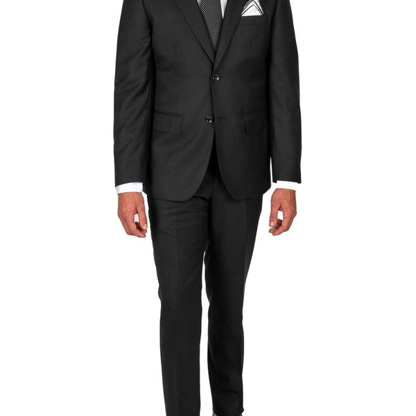Cosiani Black Textured Wool Cashmere Suit