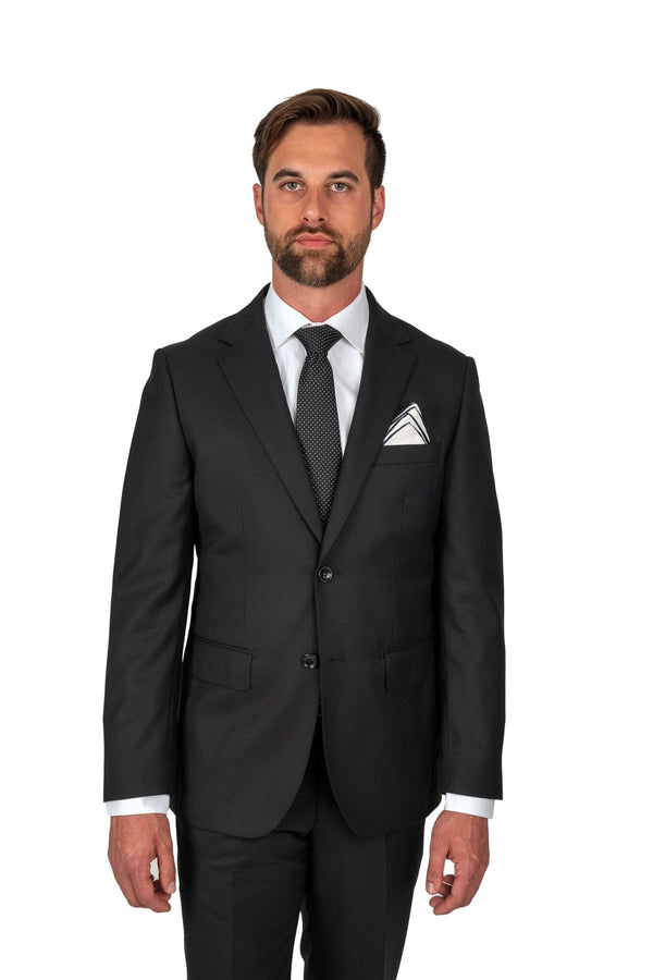 Cosiani Black Textured Wool Cashmere Suit