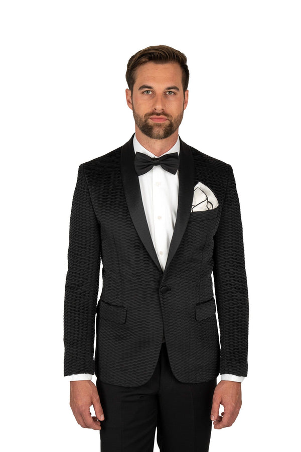 Cosiani Black Swirl Shawl Lapel Formal Jacket