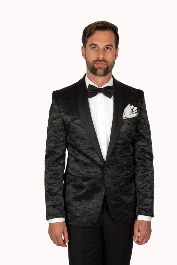Cosiani Shawl Lapel Ruffled Tuxedo Jacket