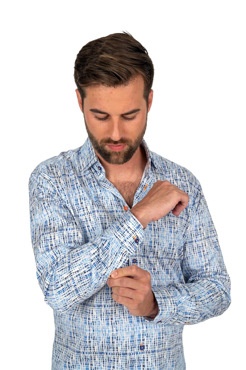Blue & White Patterned Shirt
