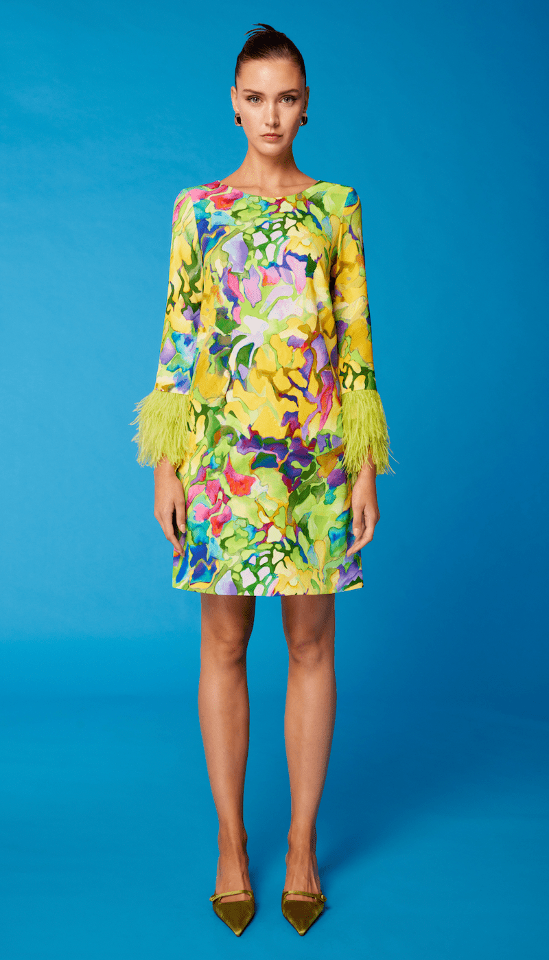 Cosiani Multicolor Feather Short Dress