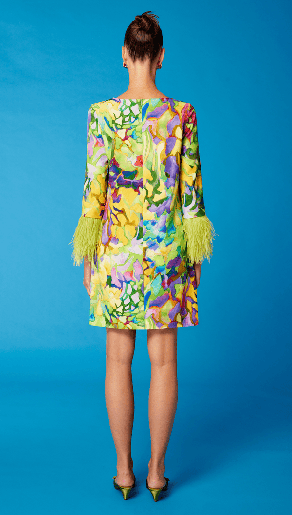 Cosiani Multicolor Feather Short Dress