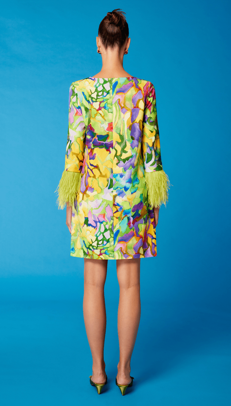 Cosiani Multicolor Feather Short Dress
