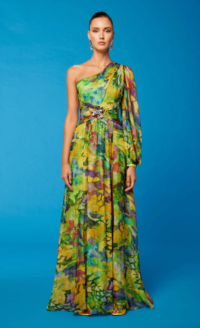 Cosiani Multicolor One Sleeve Gown