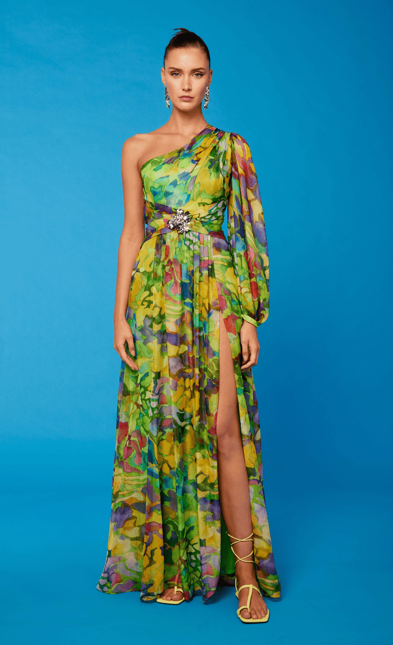 Cosiani Multicolor One Sleeve Gown