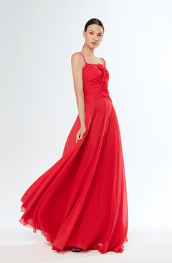 Cosiani Red Chiffon Gown
