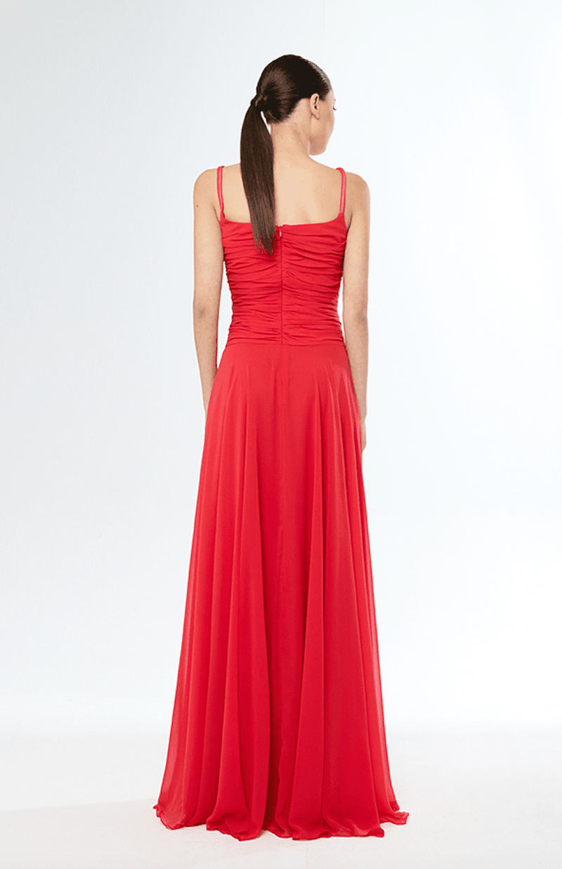 Cosiani Red Chiffon Gown