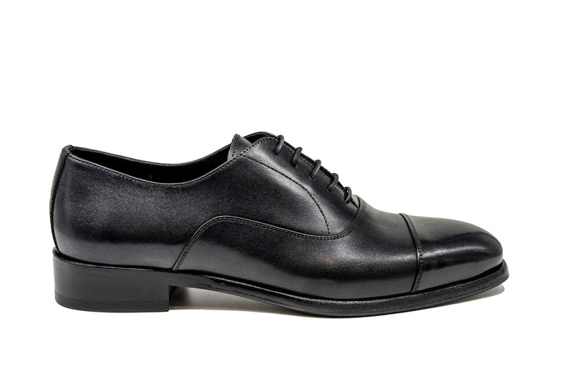 premium leather dress shoes Cosiani Black Cap Toe Dress Shoes 44