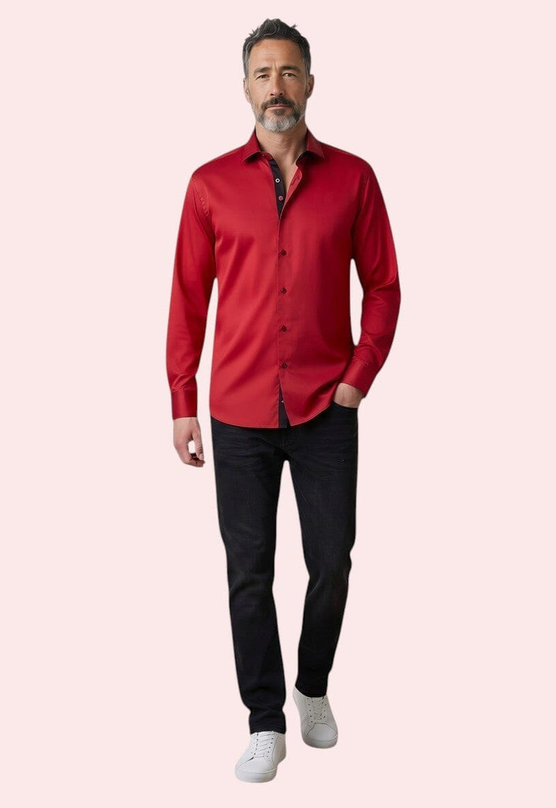 Valentine Solid Red Shirt With Black Trim 2XL