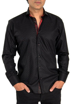 Black Checkered Shirt With Red Trim