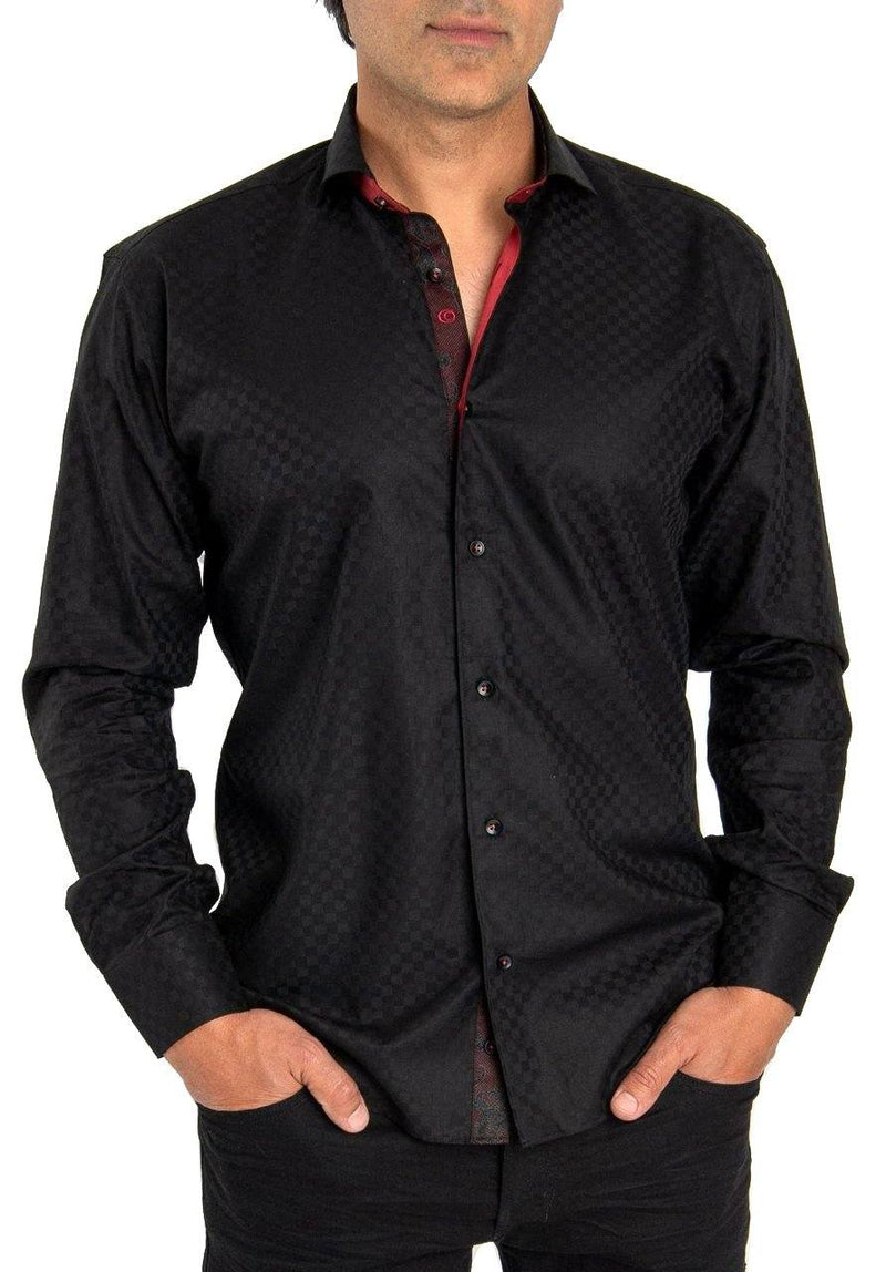 Black Checkered Shirt With Red Trim