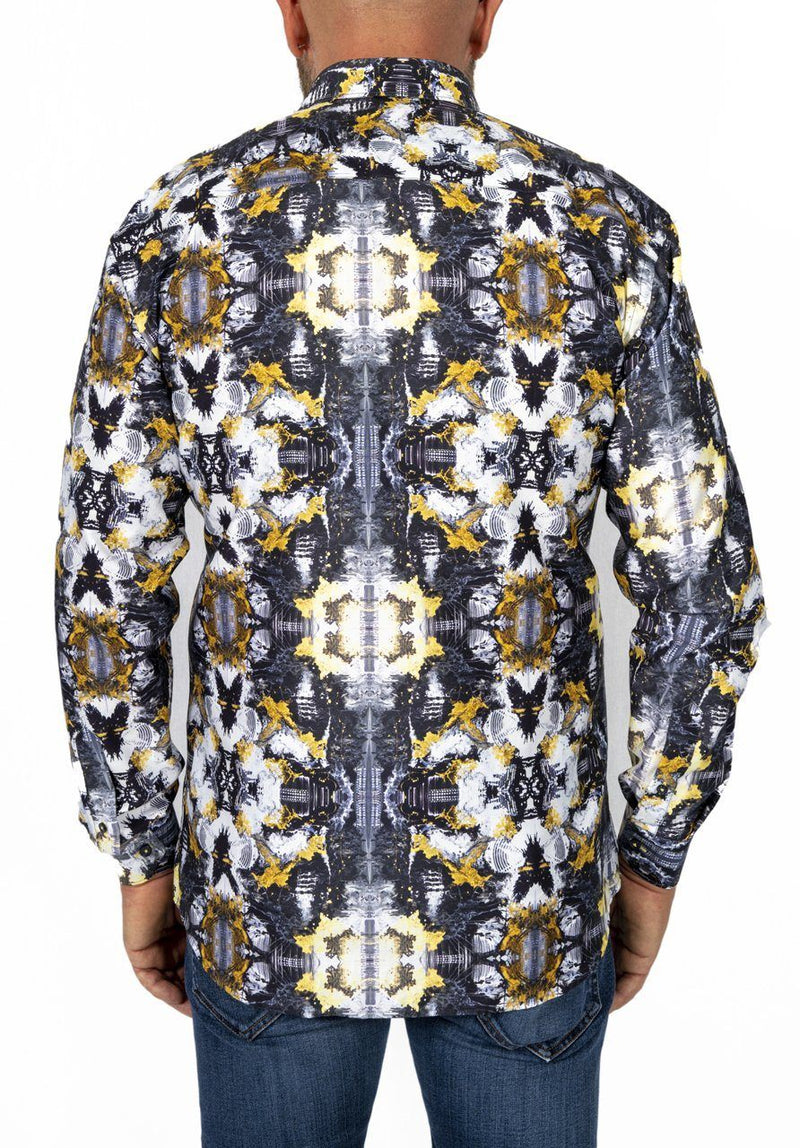 Black & Grey Shirt With Gold Accents Cosiani Black & Grey Shirt With Gold Accents Cosiani