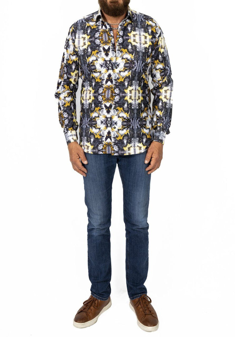 Black & Grey Shirt With Gold Accents XL Black & Grey Shirt With Gold Accents XL