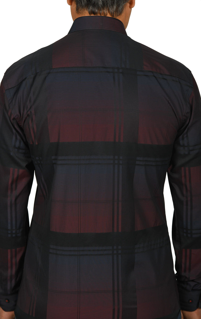 Burgundy & Black Soft Patterned Shirt
