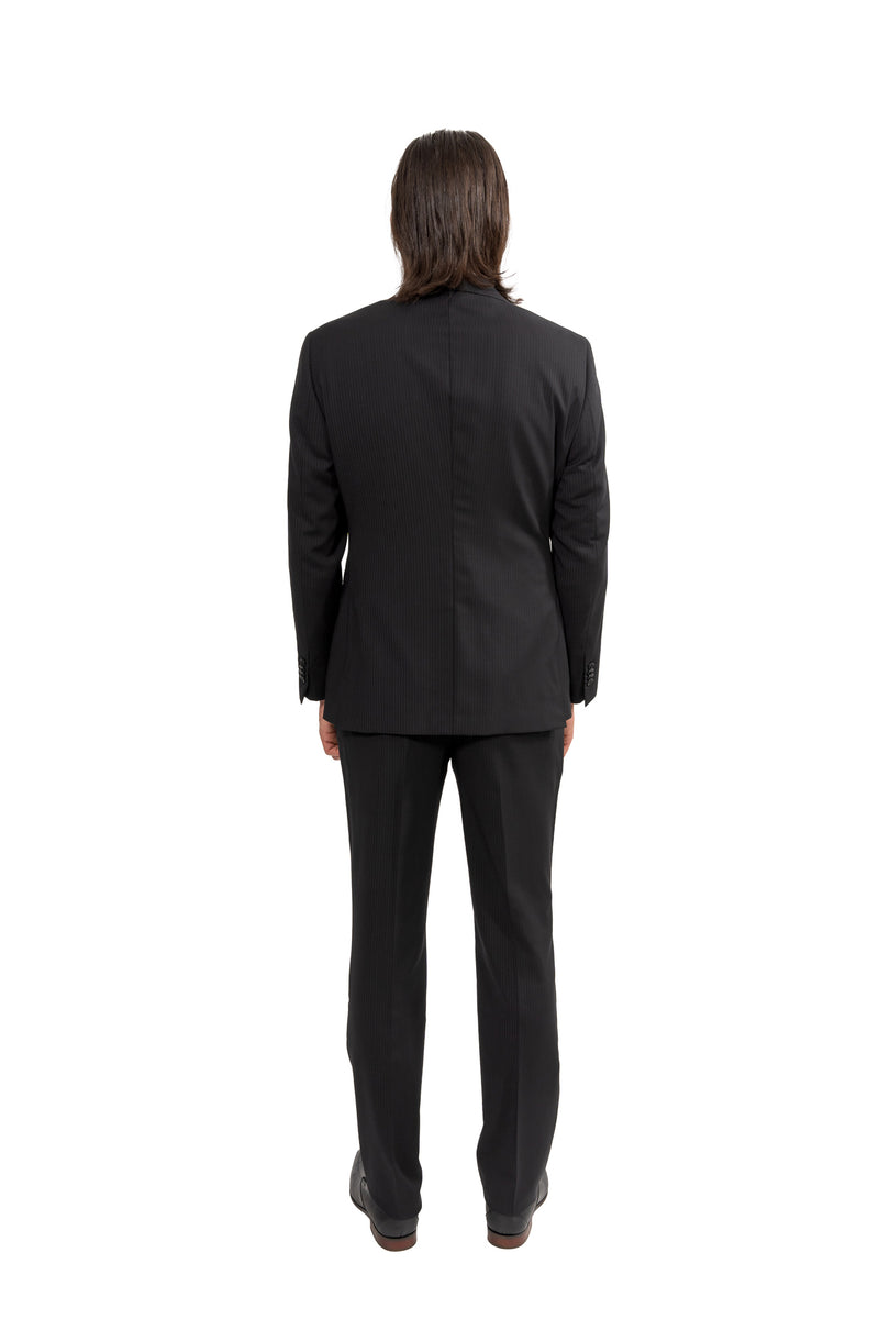 Cosiani Black Shadow Stripe Wool Suit
