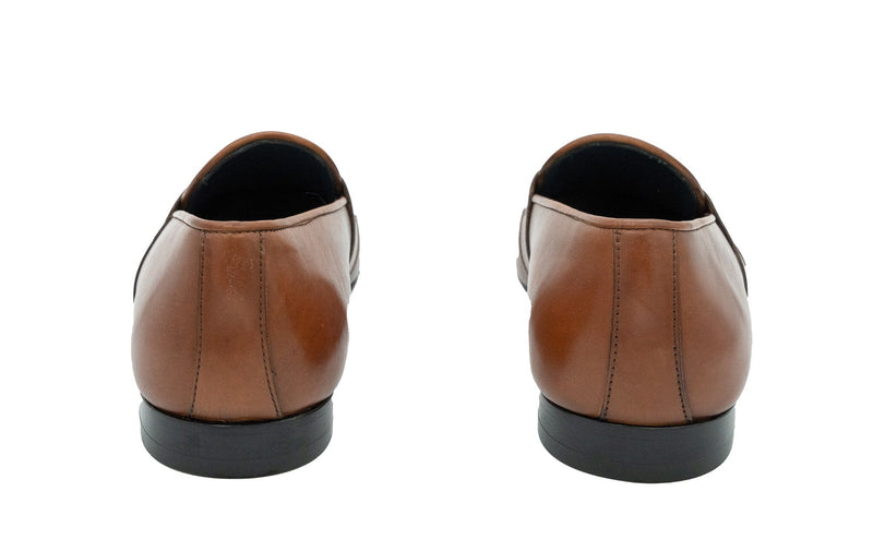 Cosiani Cognac Leather Slip On Dress Shoes