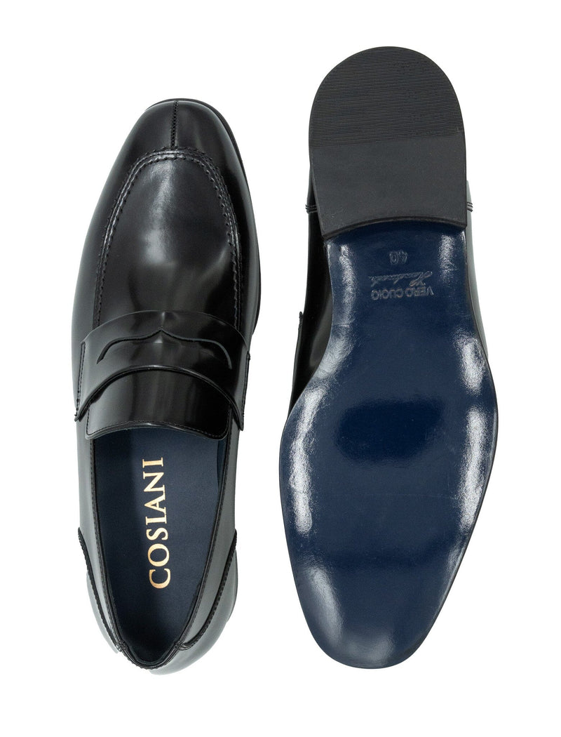 Cosiani Black Slip On Leather Dress Shoes