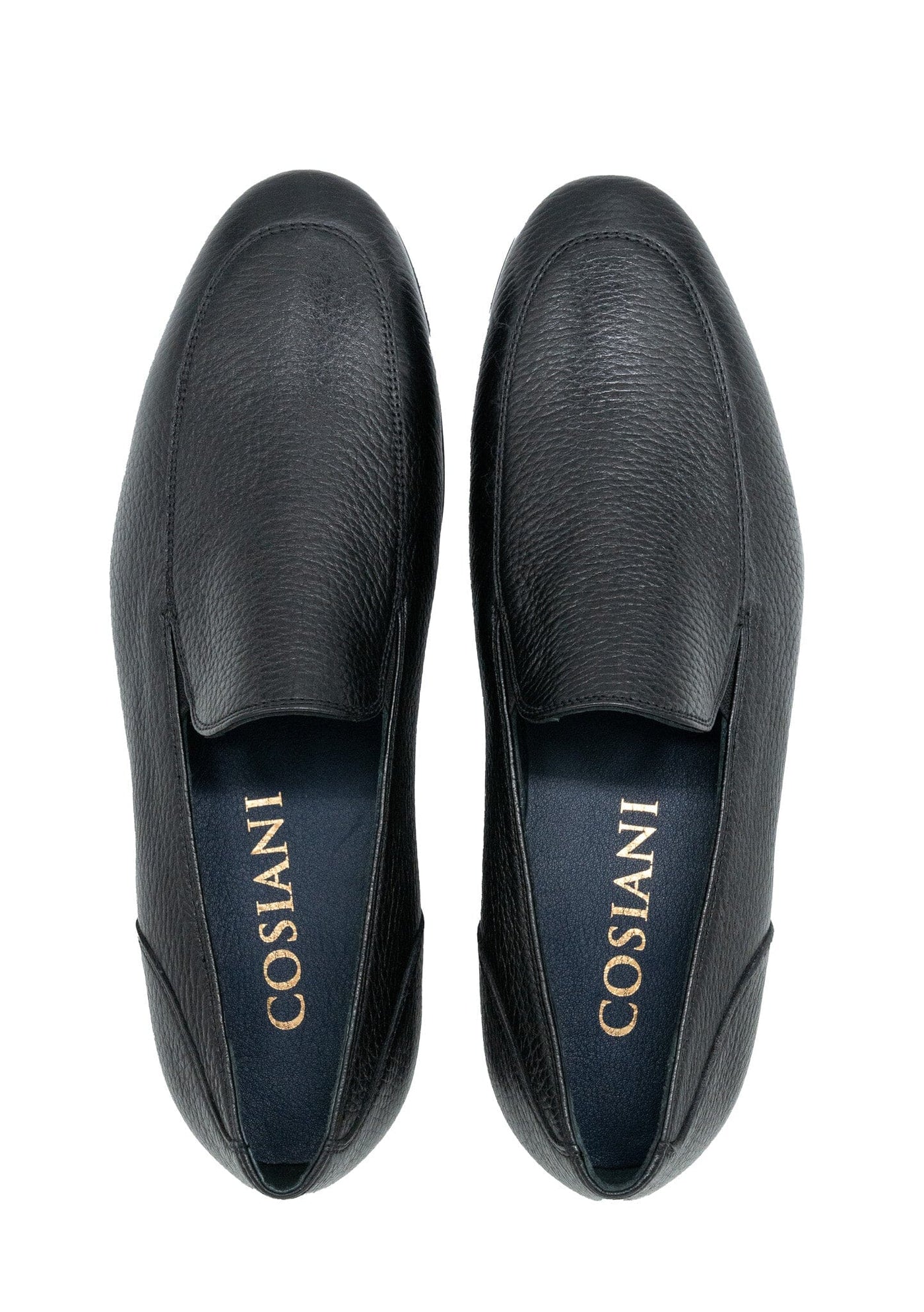 Cosiani BLK Grained Leather Slip On Shoes