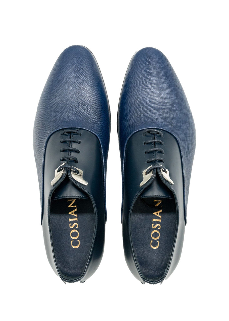 Cosiani Blue Leather Two Tone Dress Shoes
