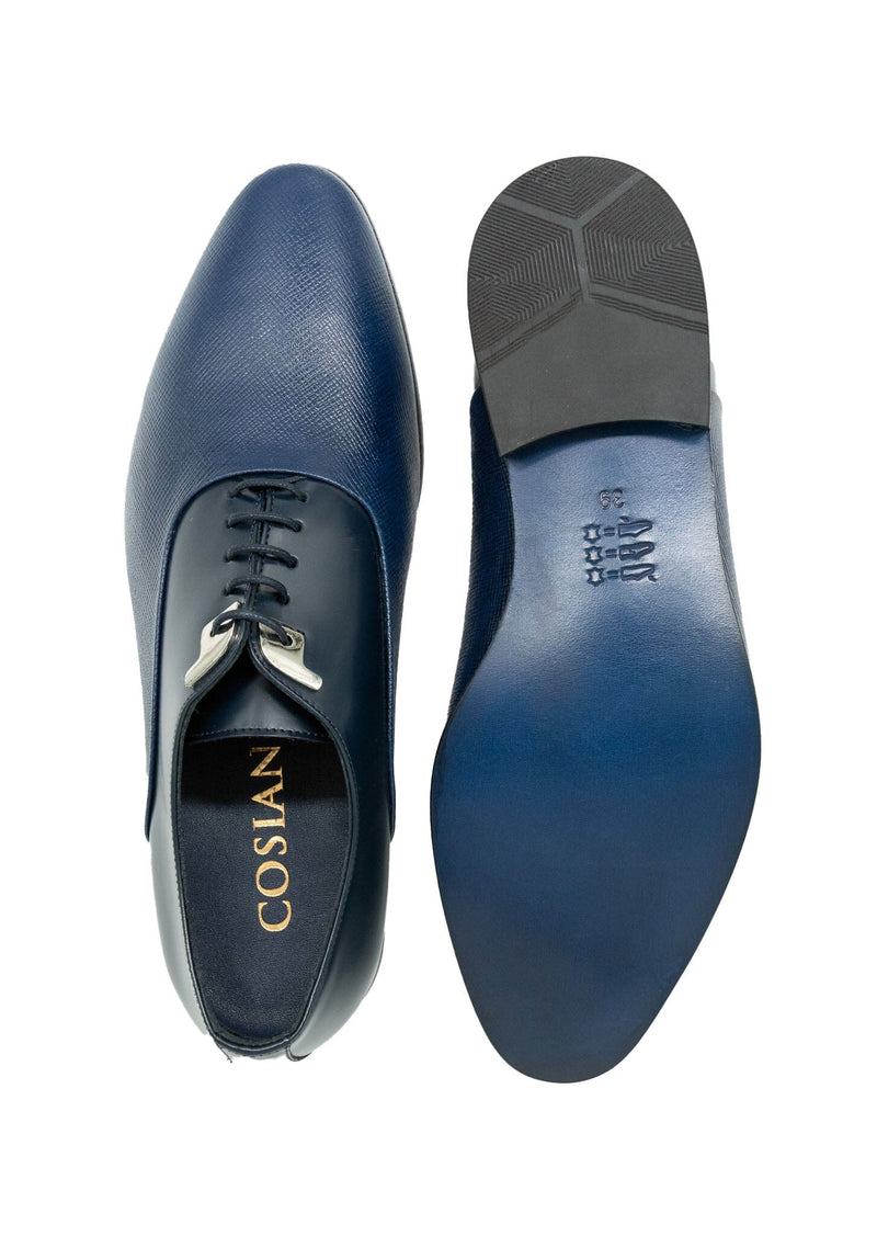 Cosiani Blue Leather Two Tone Dress Shoes
