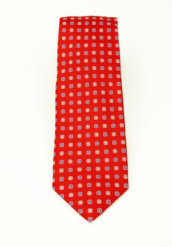 Red Multicolor Square Silk Tie