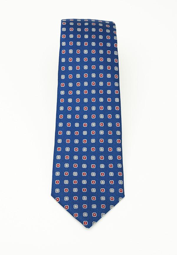 Blue Multicolor Square Silk Tie
