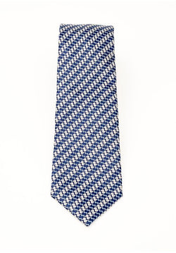 Blue & Grey Striped Silk Tie