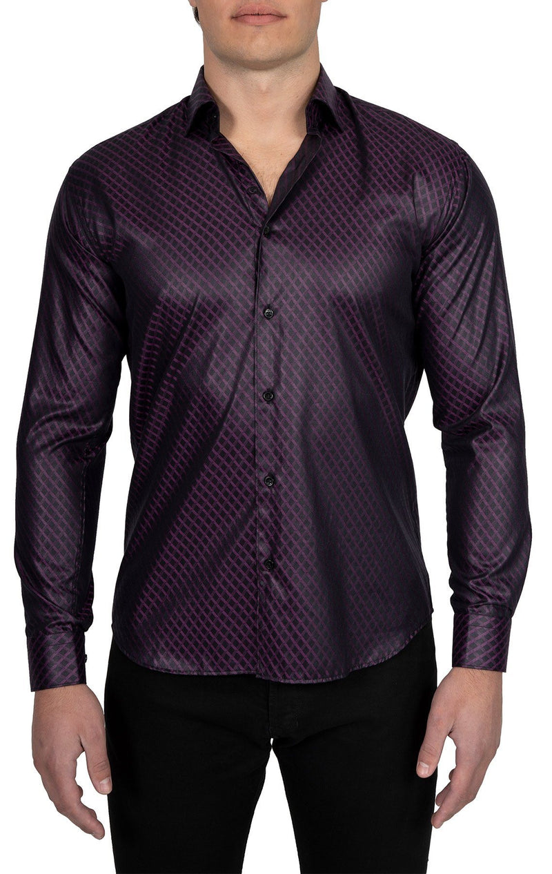 Black & Purple Diamond Patterned Shirt M Black & Purple Diamond Patterned Shirt M
