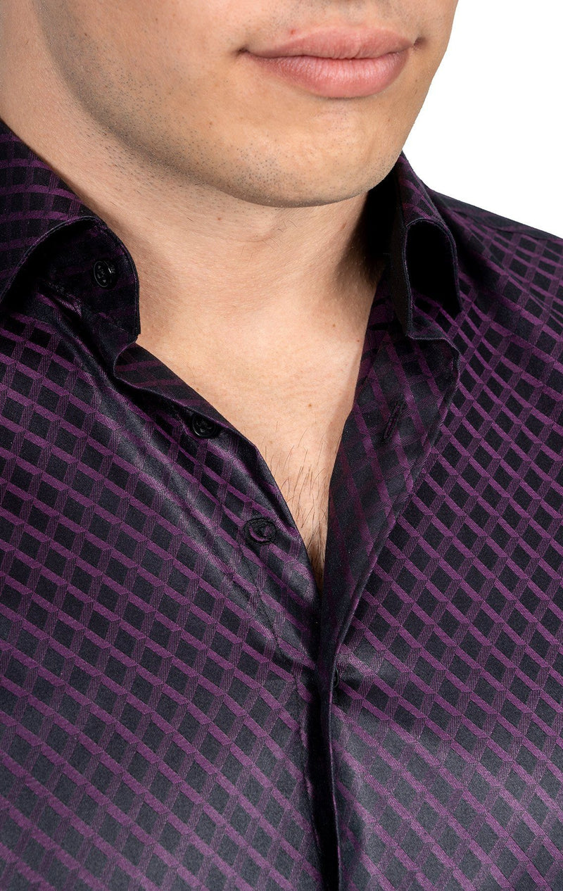 Black & Purple Diamond Patterned Shirt