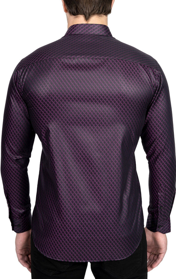 Black & Purple Diamond Patterned Shirt
