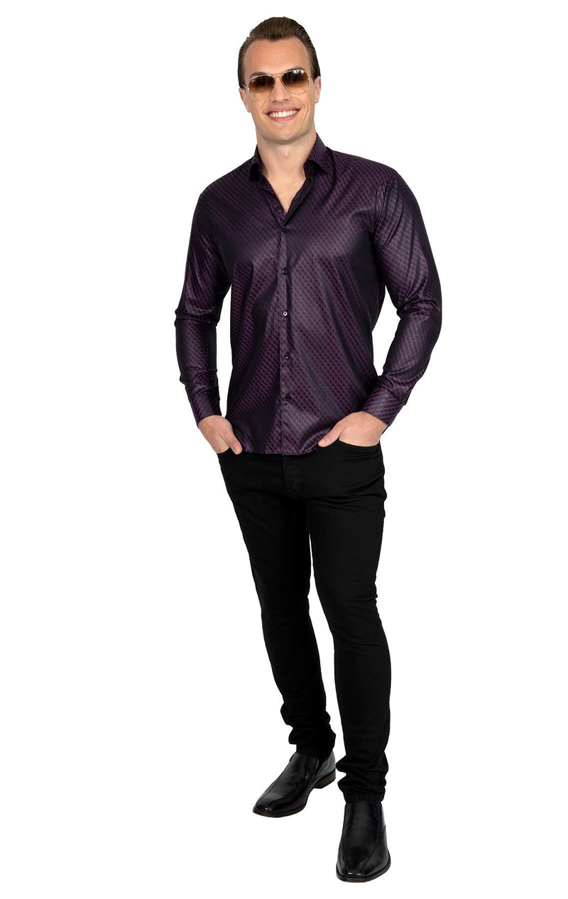 Black & Purple Diamond Patterned Shirt Cosiani Black & Purple Diamond Patterned Shirt Cosiani