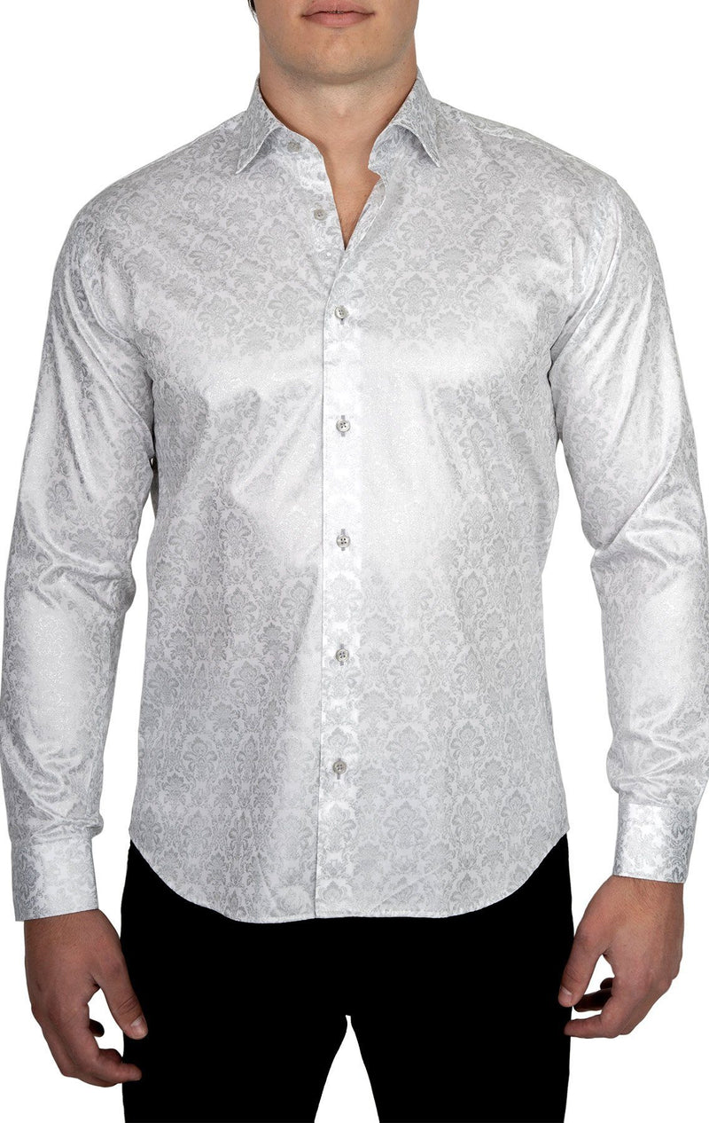 White & Silver Paisley Shirt – Cosiani White & Silver Paisley Shirt – Cosiani